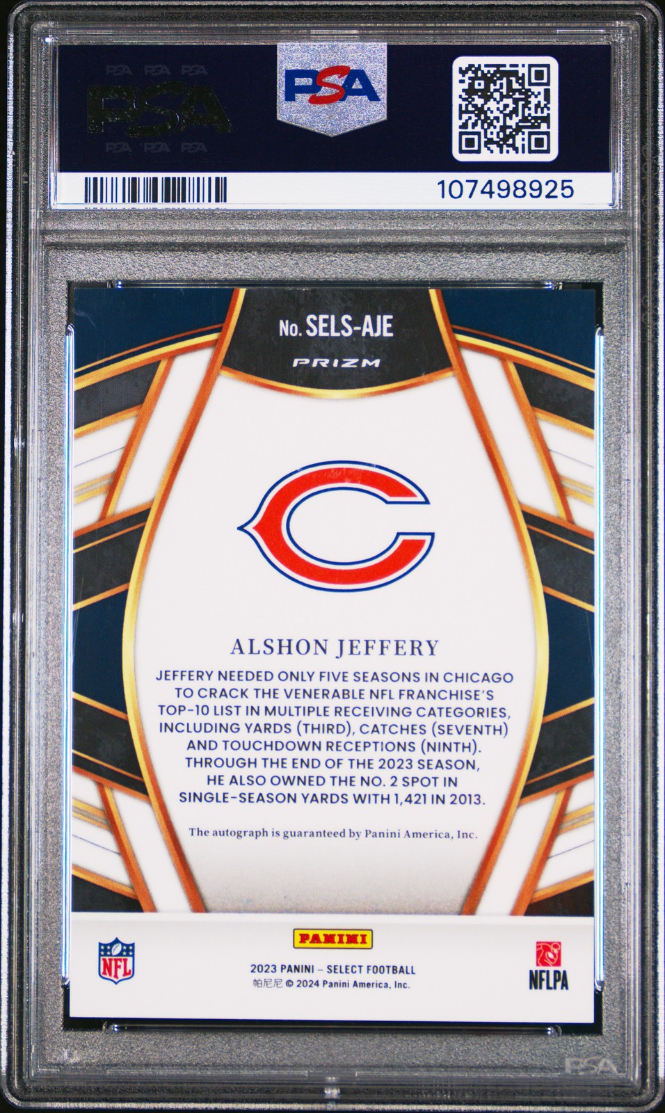 Alshon Jeffery 2023 Panini Select Select Signatures #SELSAJE PSA 8