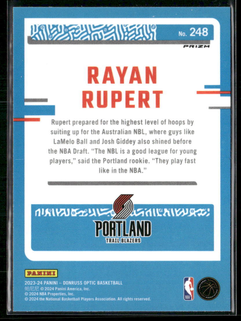 2023-24 Donruss Optic #248 Rayan Rupert Holo