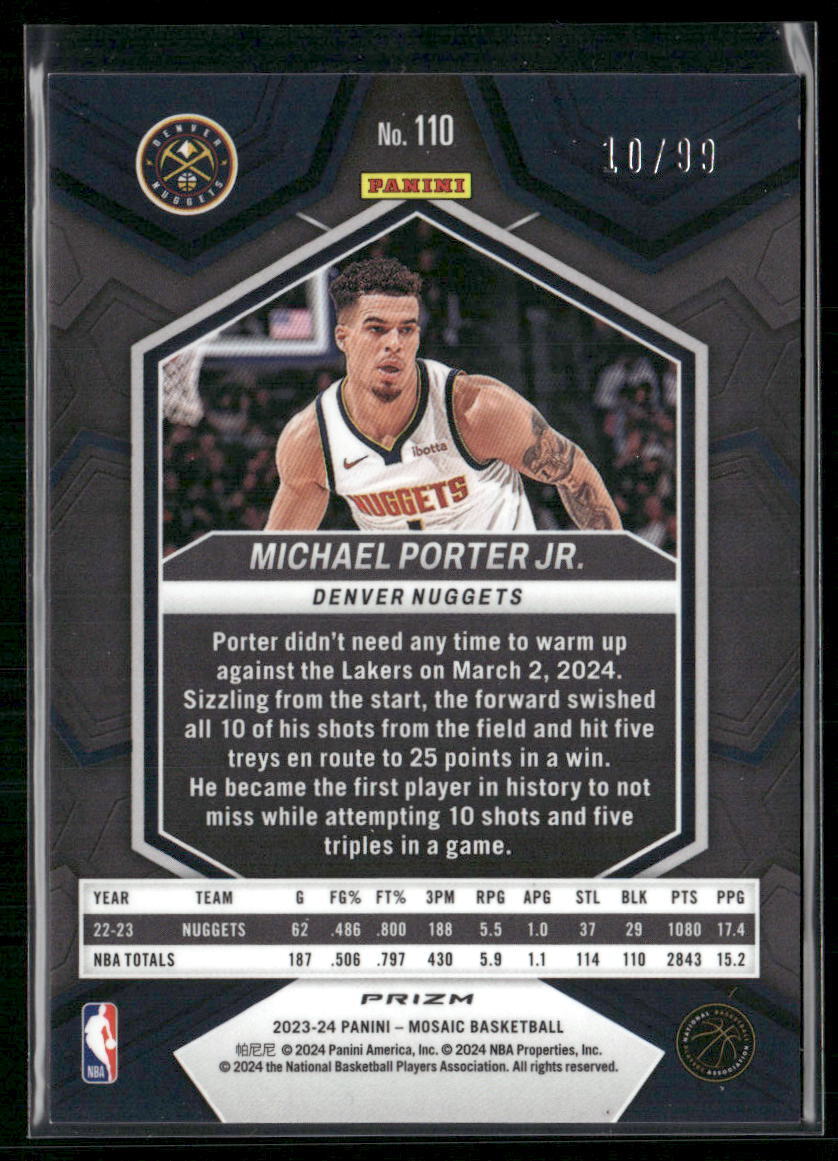 2023-24 Panini Mosaic #110 Michael Porter Jr. Purple #/99