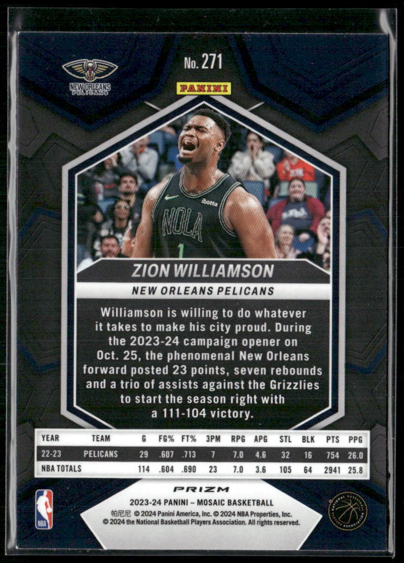 2023-24 Panini Mosaic #271 Zion Williamson Red