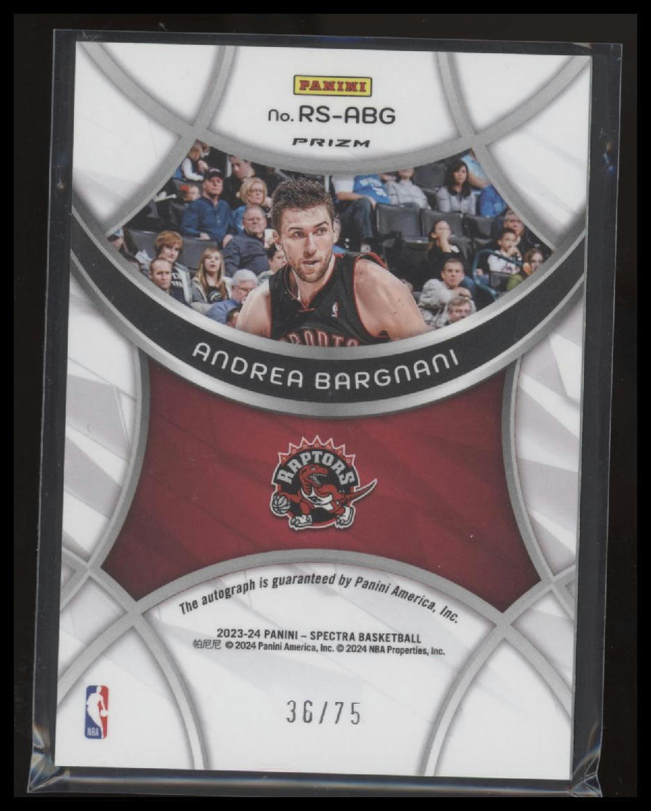 2023-24 Panini Spectra Andrea Bargnani Radiant Signatures Interstellar #/75