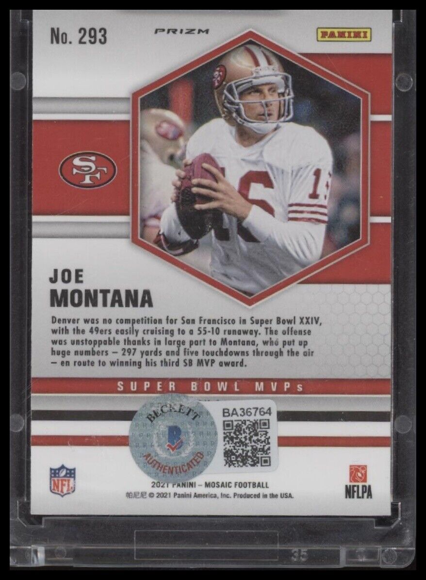 2021 Panini Mosaic #293 Joe Montana Prizm Reactive Blue - Certified Auto