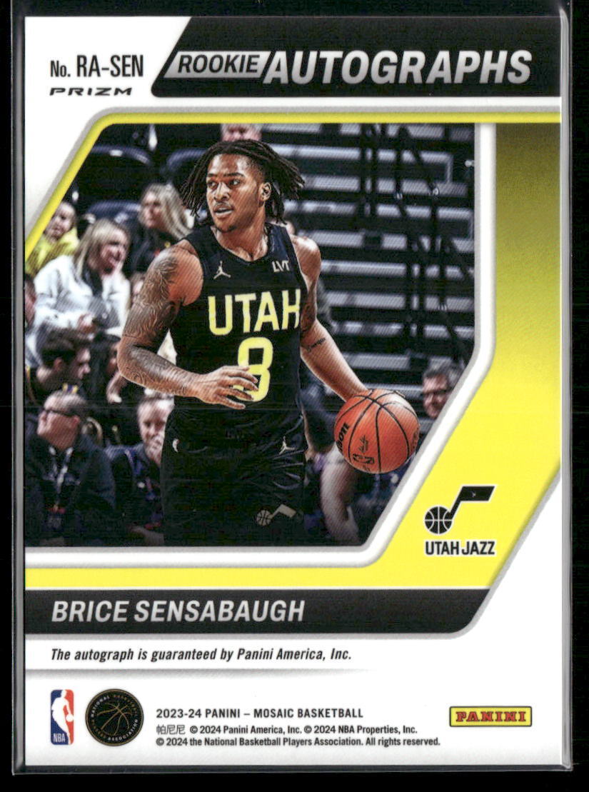 2023-24 Panini Mosaic #RA-SEN Brice Sensabaugh Rookie Autographs Mosaic