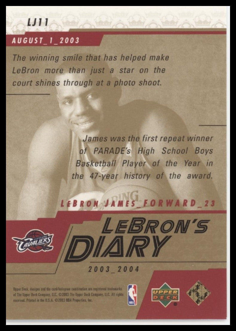 LeBron James 2003-04 Upper Deck #LJ11 LeBron's Diary