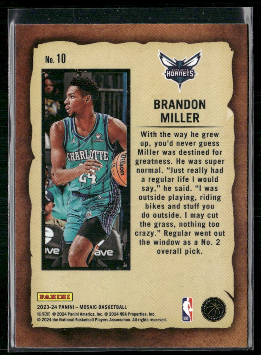 2023-24 Panini Mosaic #10 Brandon Miller Noteriety