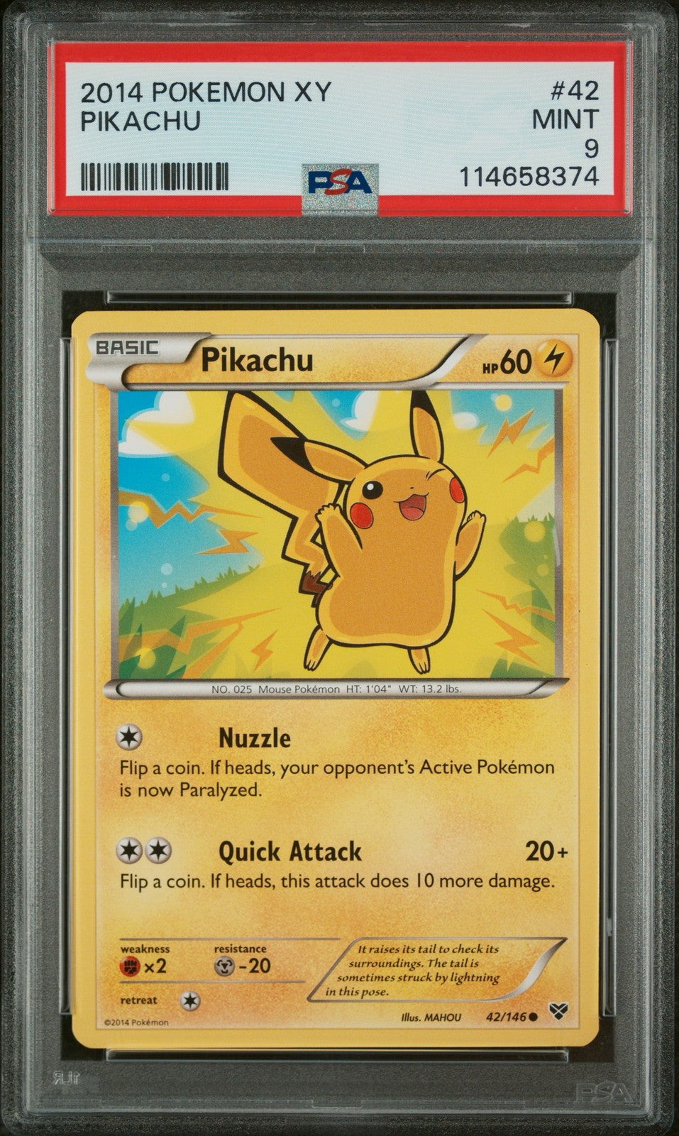 Pikachu 2014 Pokemon Xy #42 PSA 9