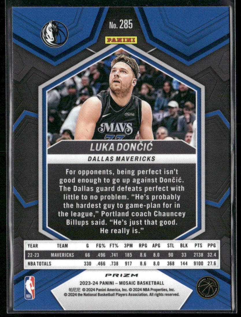 2023-24 Panini Mosaic #285 Luka Doncic City Edition