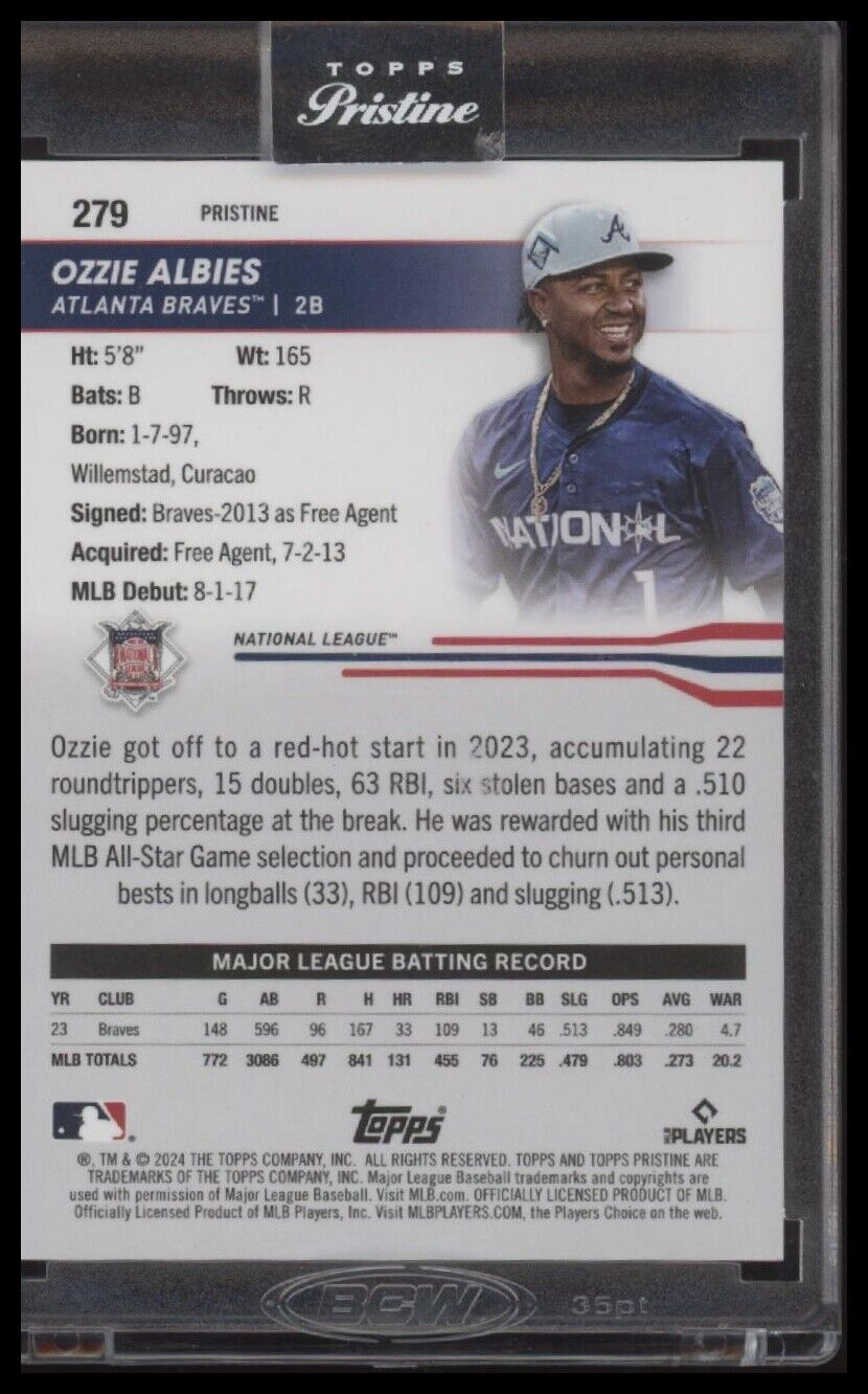 2024 Topps Pristine #279 Ozzie Albies Pristine Gold Refractors #/50