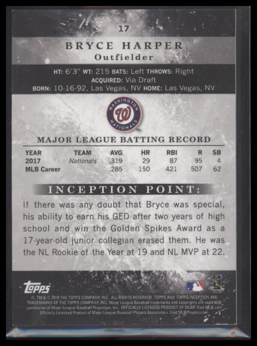 2018 Topps Inception #17 Bryce Harper