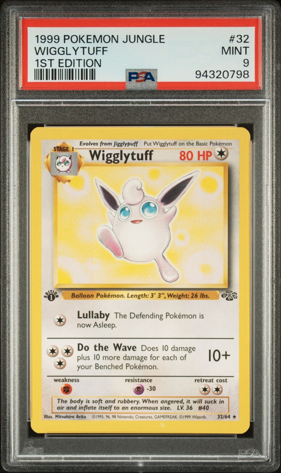 1999 Pokemon Jungle #32 Wigglytuff 1st Edition PSA 9