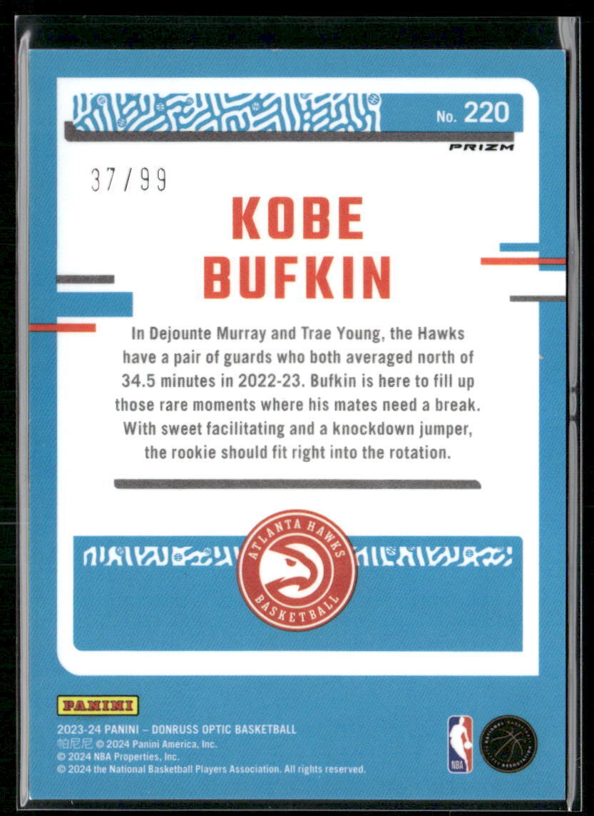 2023-24 Donruss Optic #220 Kobe Bufkin Fast Break Purple #/99