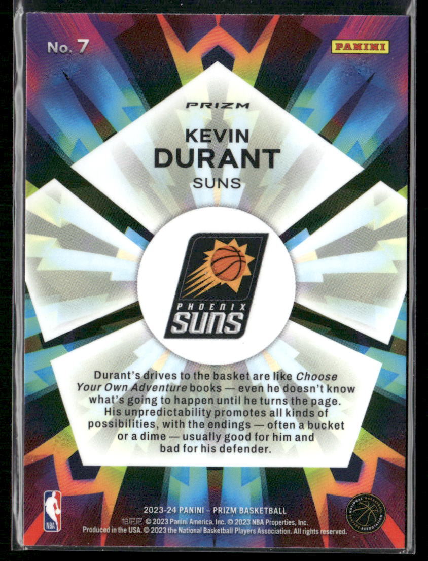 2023-24 Panini Prizm #7 Kevin Durant Kaleidoscopic Prizms Blue Wave