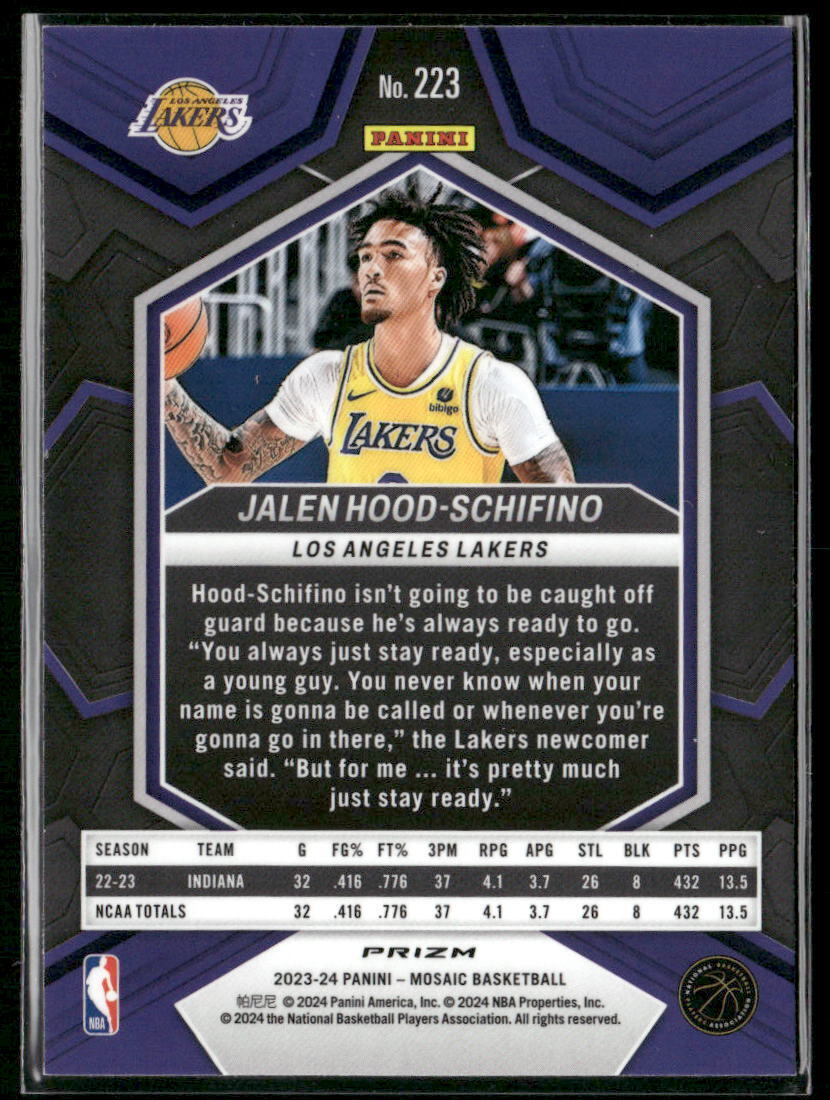 2023-24 Panini Mosaic #223 Jalen Hood-Schifino Red