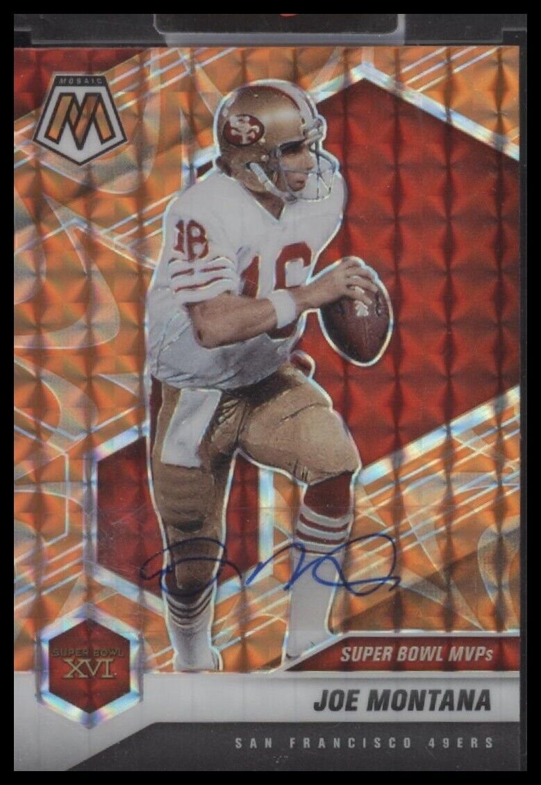 2021 Panini Mosaic #291 Joe Montana Prizm Reactive Orange - Certified Auto