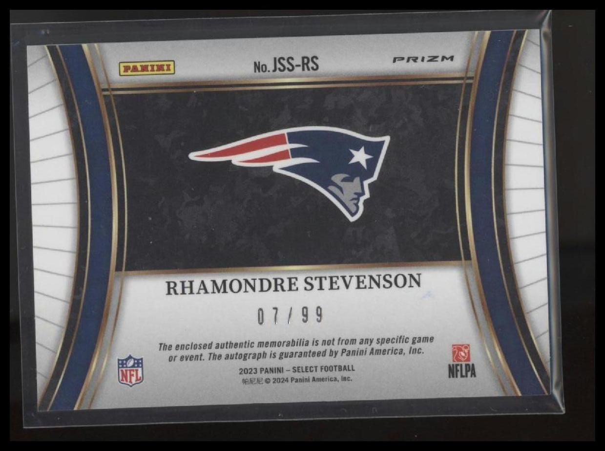 2023 Rhamondre Stevenson Jumbo Signature Swatches Prizm #/99