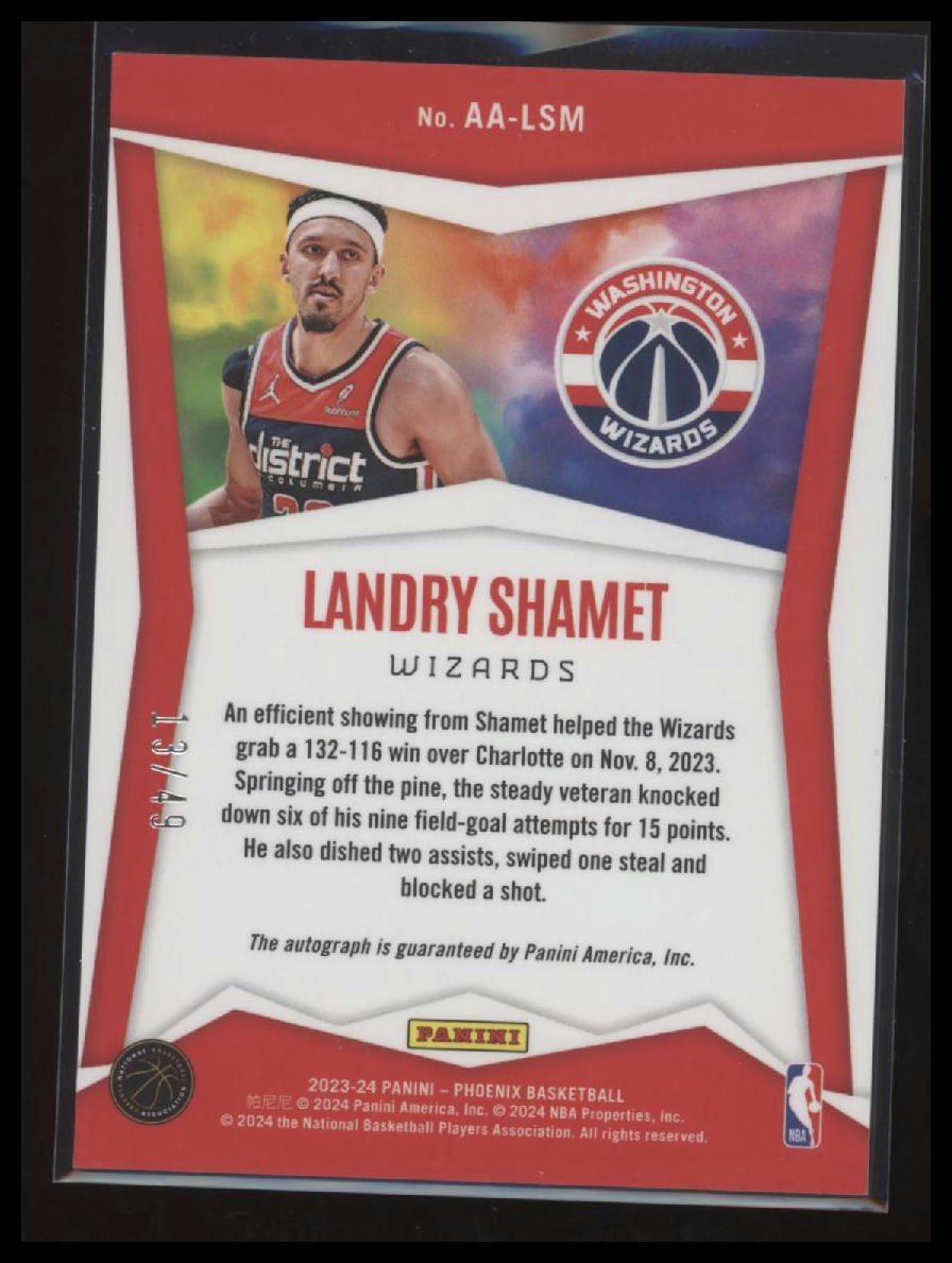 2023-24 Panini Phoenix #AA-LSM Landry Shamet Ascension Autographs Orange #/49