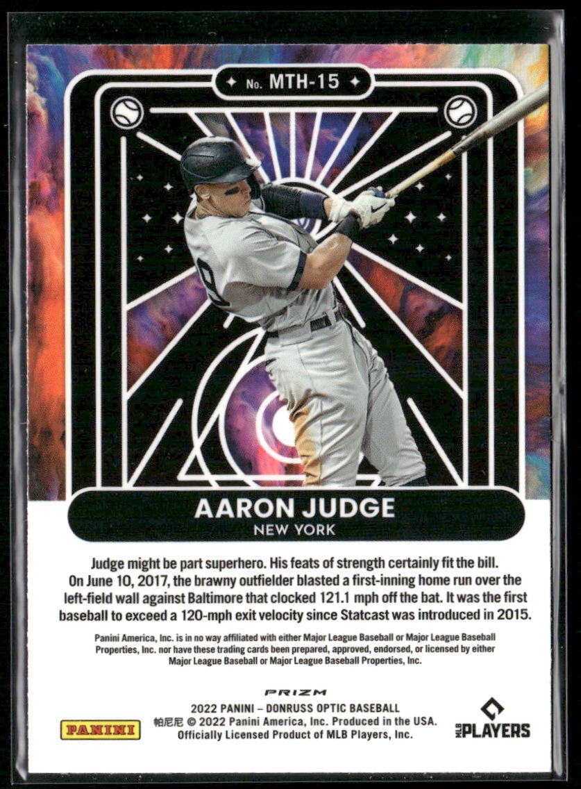 2022 Donruss Optic #MTH-15 Aaron Judge Mythical Holo Prizm