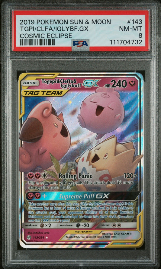 Togepi & Cleffa & Igglybuff GX 2019 Cosmic Eclipse PSA 8
