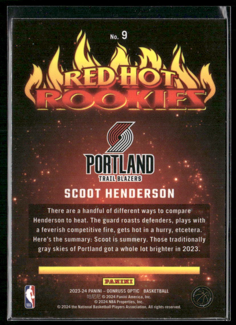 2023-24 Donruss Optic #9 Scoot Henderson Red Hot Rookies
