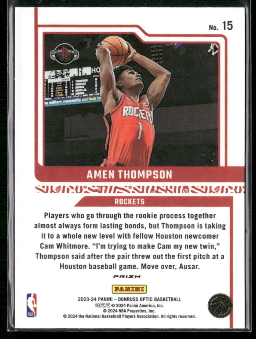 2023-24 Donruss Optic #15 Amen Thompson Elite Dominators Holo