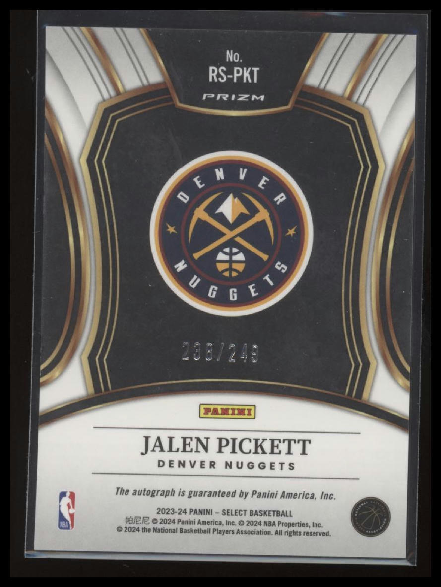 2023-24 Panini Select #RS-PKT Jalen Pickett Rookie Signatures #/249