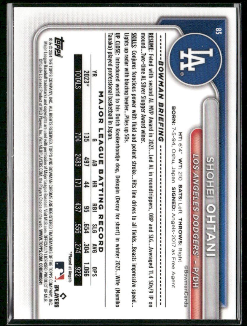 2024 Bowman Chrome #85 Shohei Ohtani