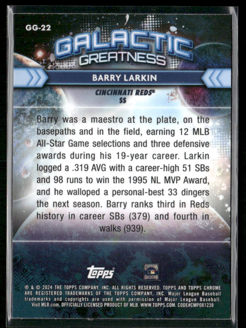 2024 Topps Chrome Cosmic #GG-22 Barry Larkin Galactic Greatness