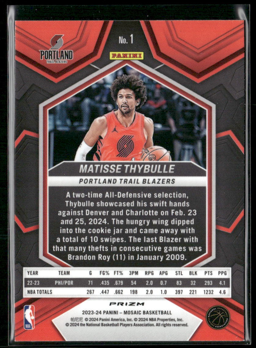 2023-24 Panini Mosaic #1 Matisse Thybulle Red
