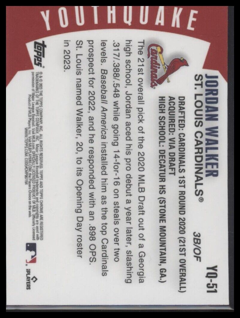 2023 Topps Chrome Update #YQ-51 Jordan Walker Youthquake