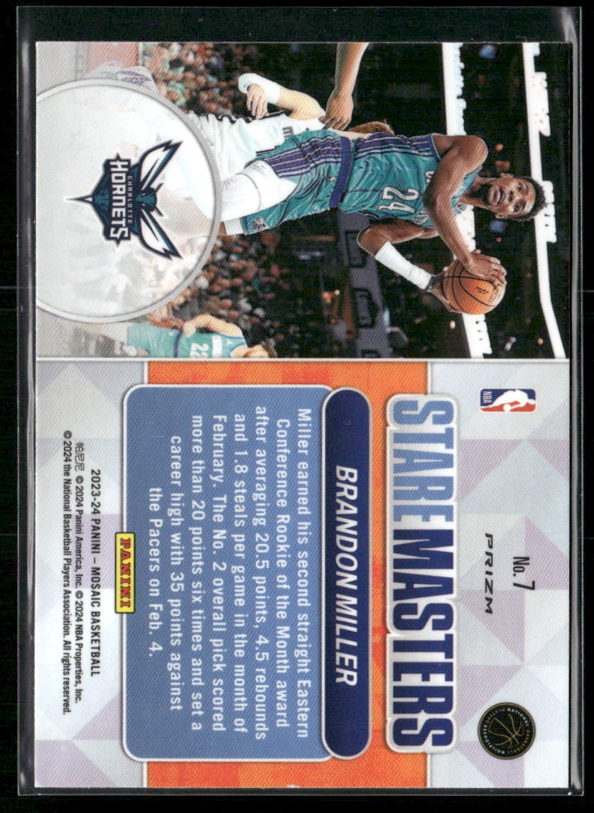2023-24 Panini Mosaic #7 Brandon Miller Stare Masters Mosaic