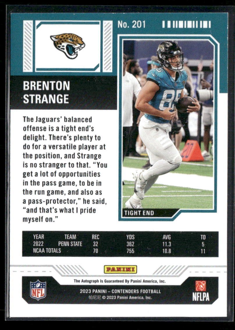 2023 Panini Contenders #201 Brenton Strange Playoff Ticket #/149