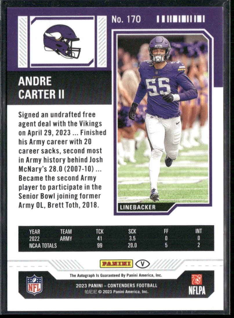 2023 Panini Contenders #170 Andre Carter II Playoff Ticket #/149