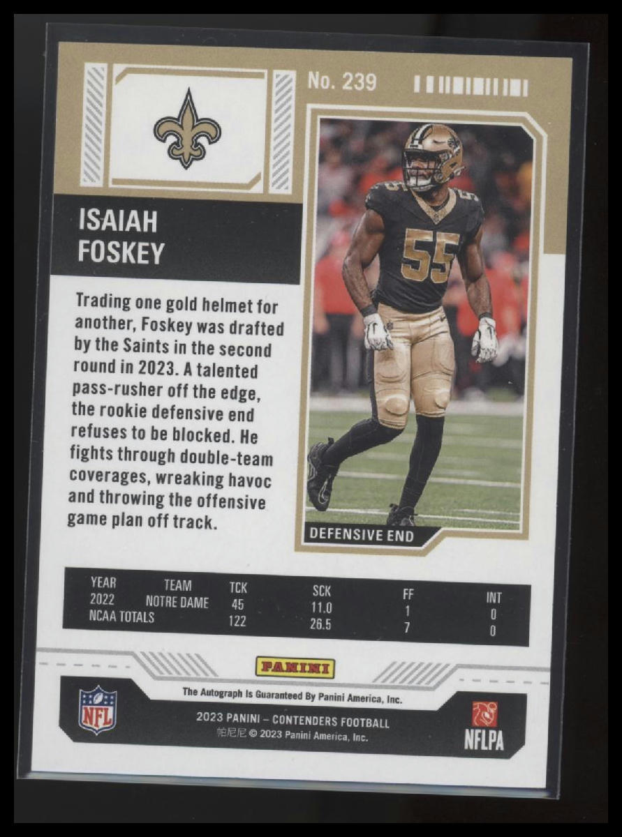 2023 Panini Contenders #239 Isaiah Foskey