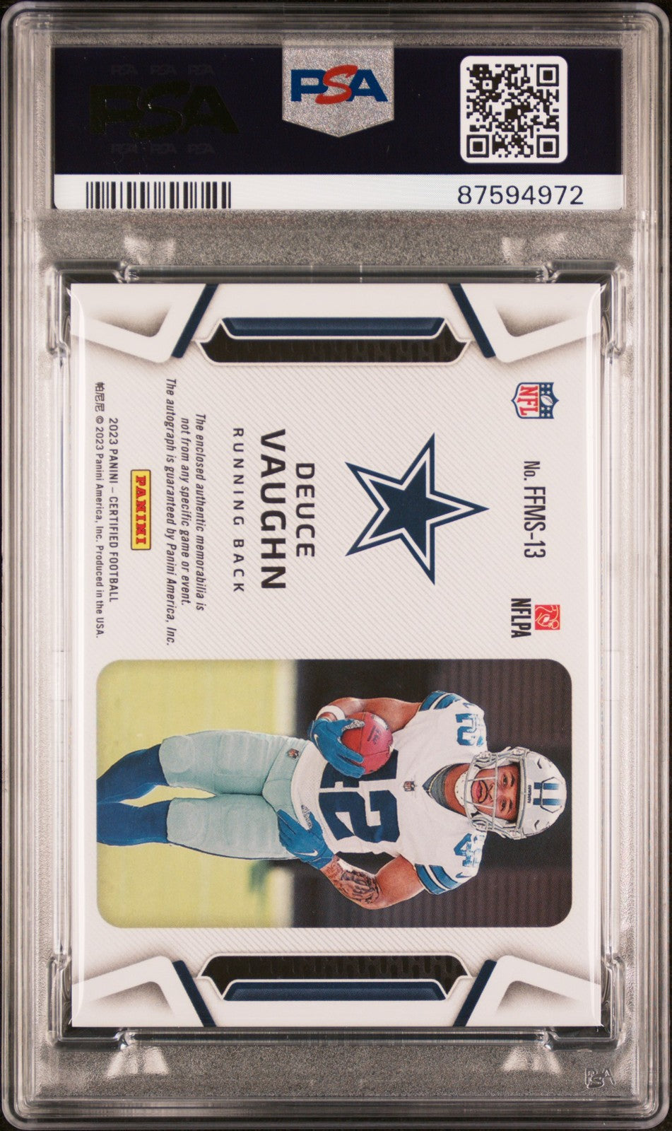 Deuce Vaughn 2023 Panini Certified Freshman Fabric Mirror Signature PSA 8