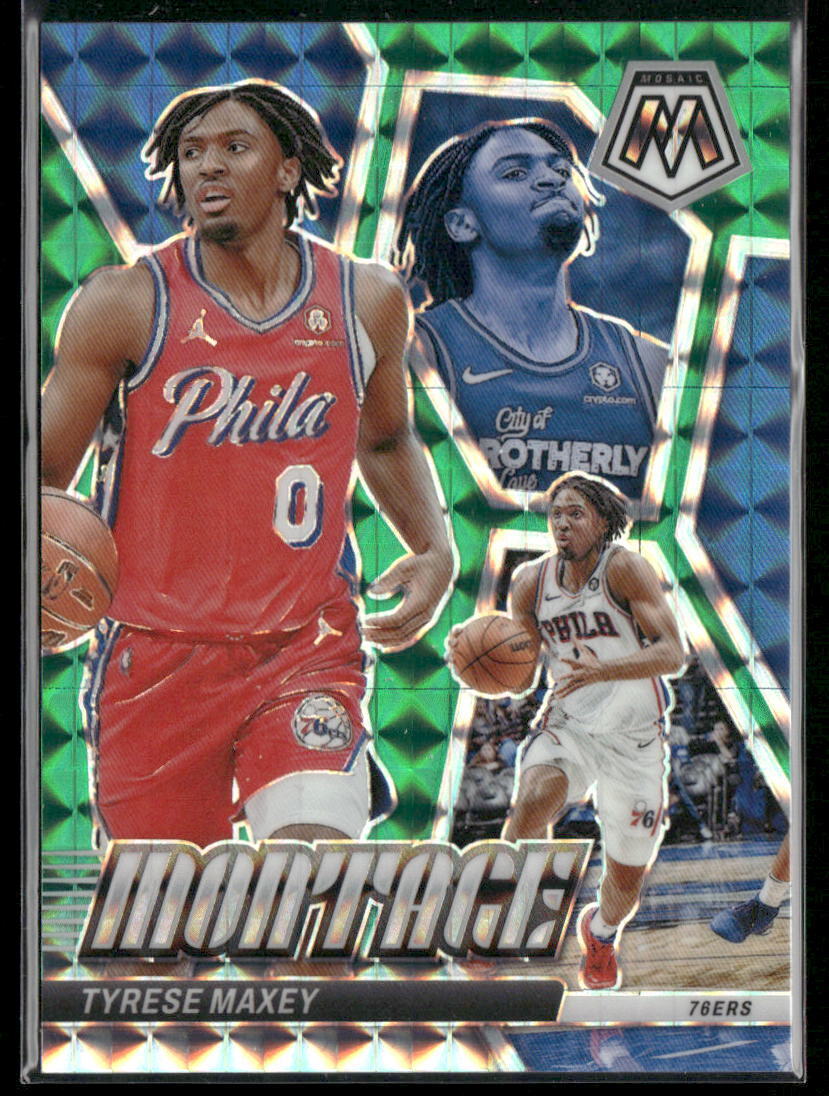 2023-24 Panini Mosaic #29 Tyrese Maxey Montage Mosaic Teal #/75