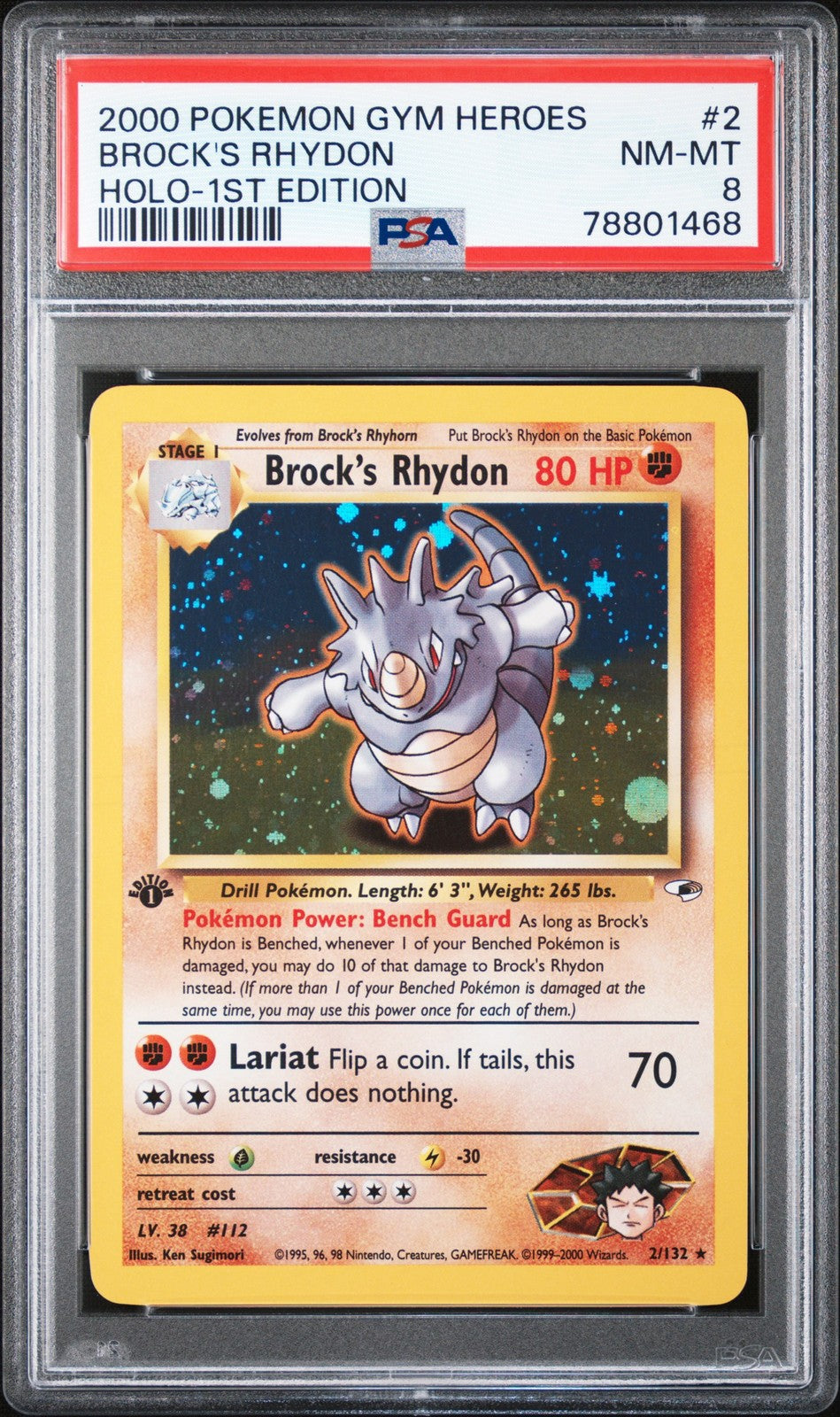 Brock'S Rhydon 2000 Pokemon Gym Heroes #2 Holo-1st Edition PSA 8
