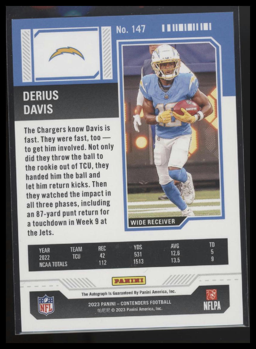 2023 Panini Contenders #147 Derius Davis