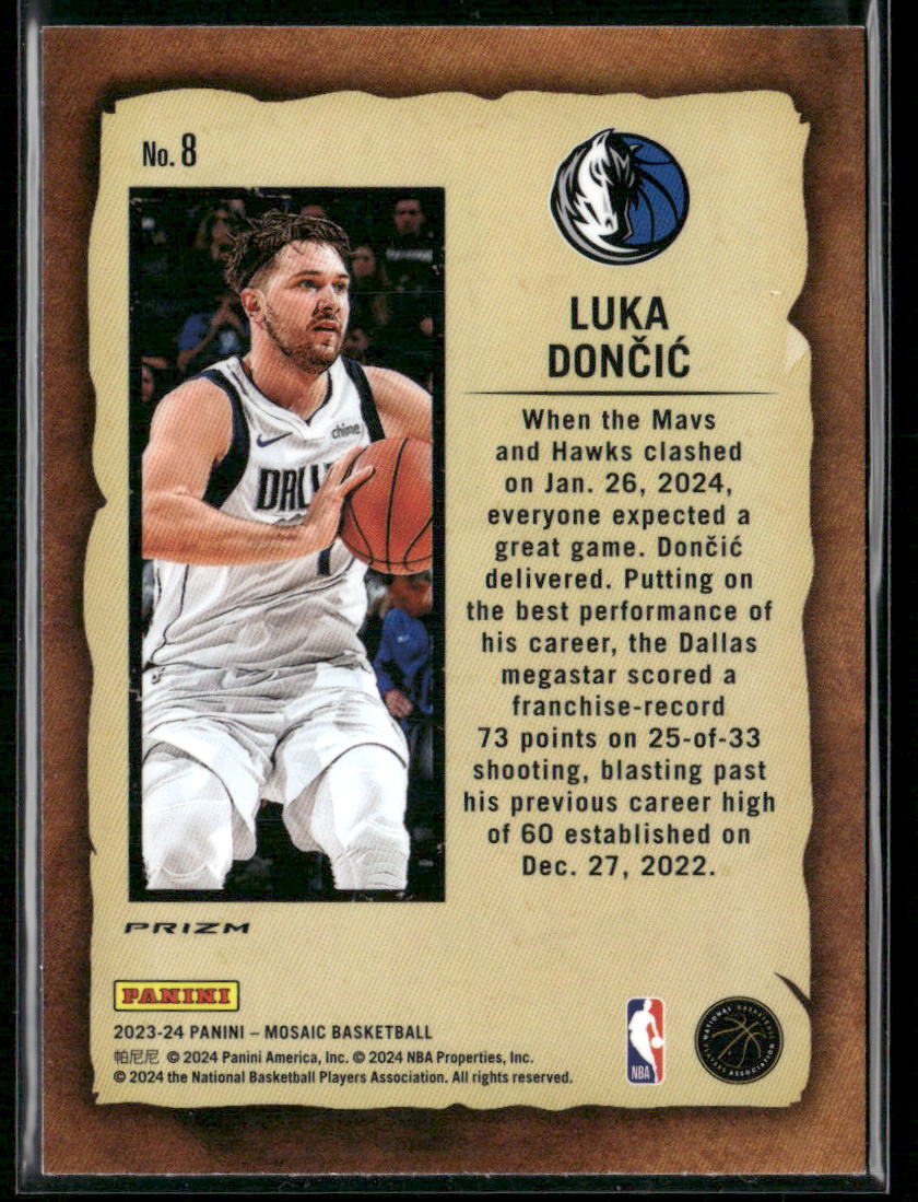 2023-24 Panini Mosaic #8 Luka Doncic Notoriety Mosaic