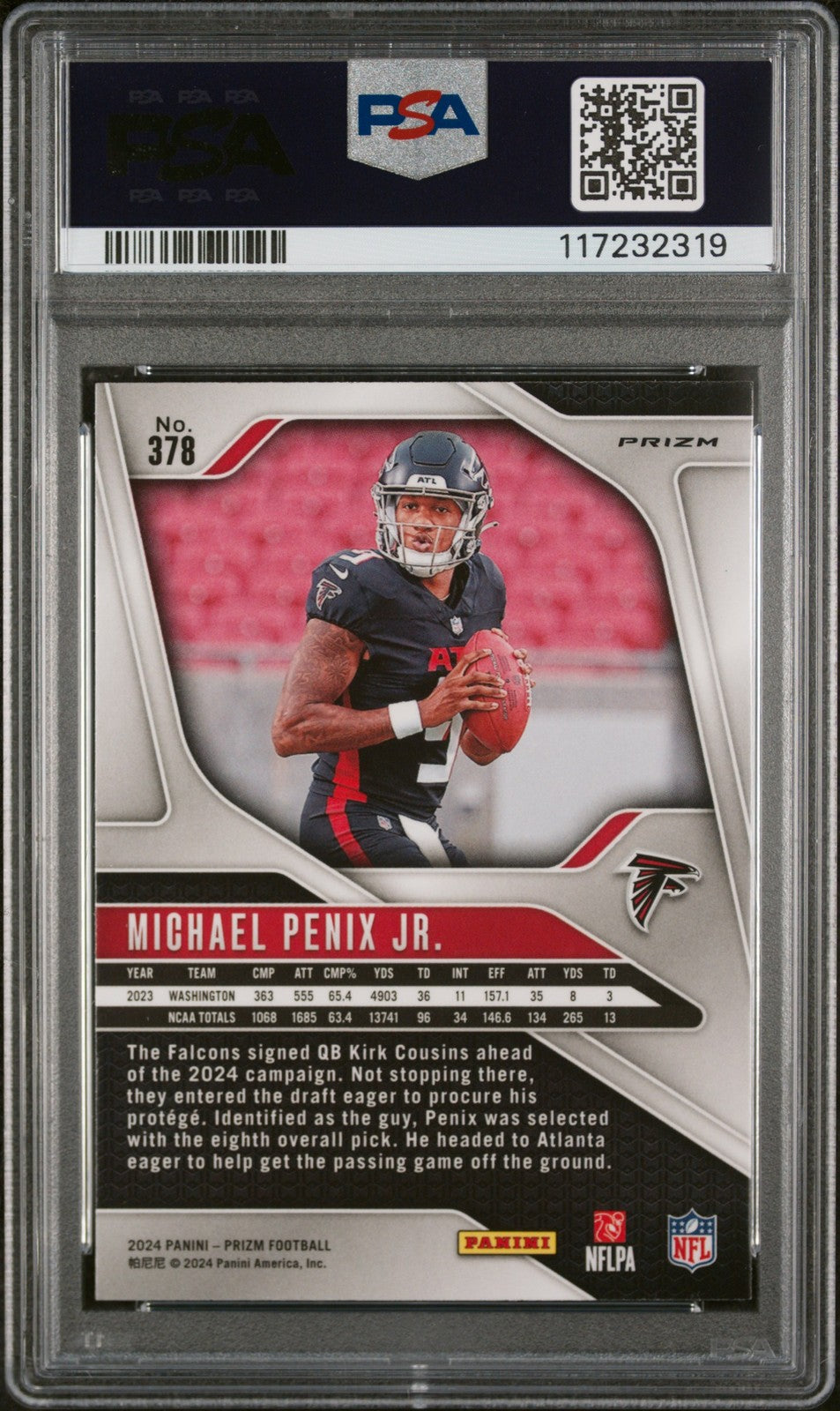 Michael Penix Jr. 2024 Panini Prizm #378 Disco Prizm PSA 10