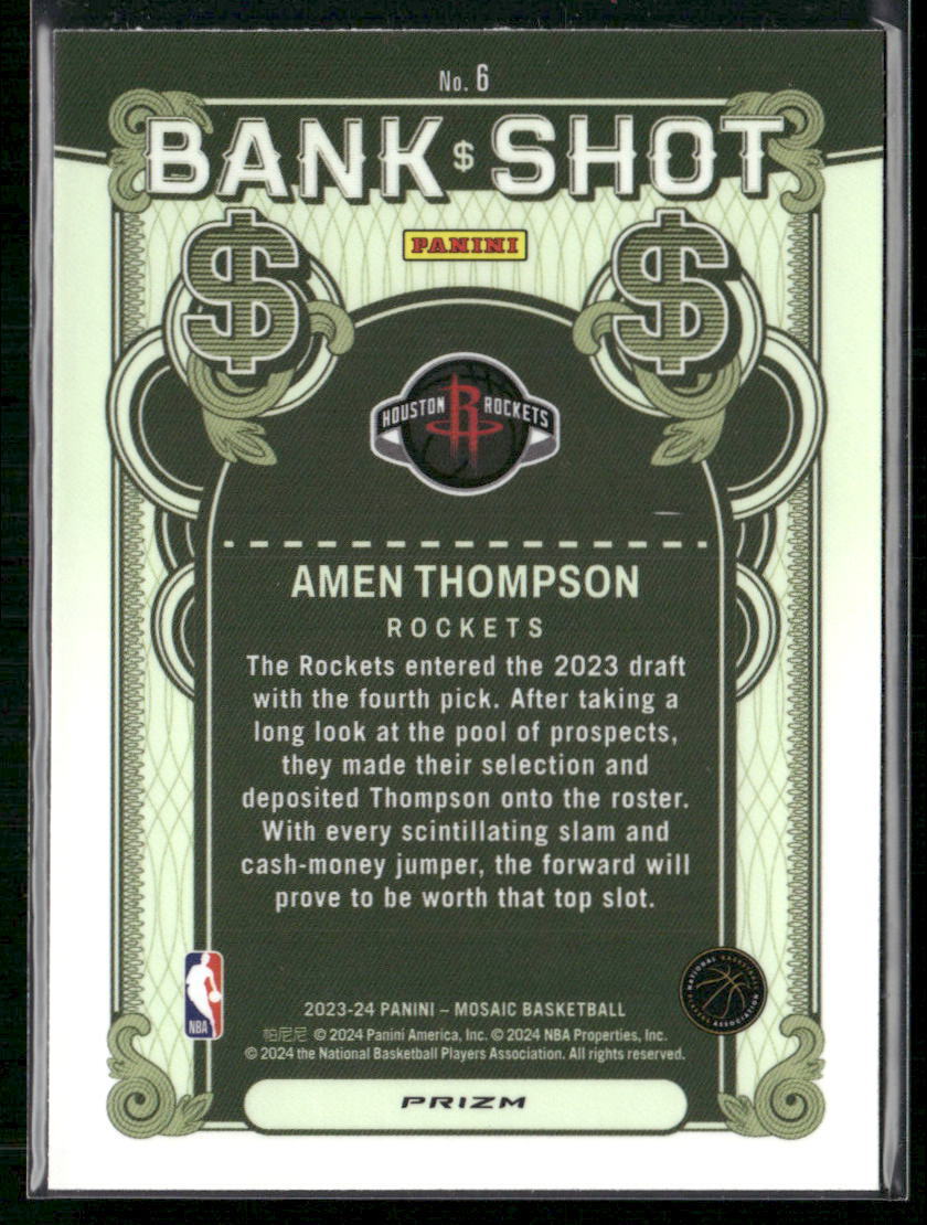 2023-24 Panini Mosaic #6 Amen Thompson Bank Shot Mosaic Prizm