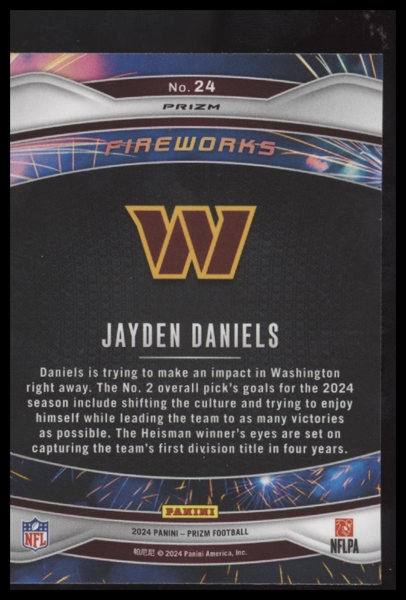 Jayden Daniels 2024 Panini Prizm #24 Fireworks Green Prizm
