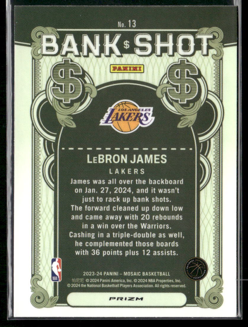 2023-24 Panini Mosaic #13 LeBron James Bank Shot Mosaic Prizm