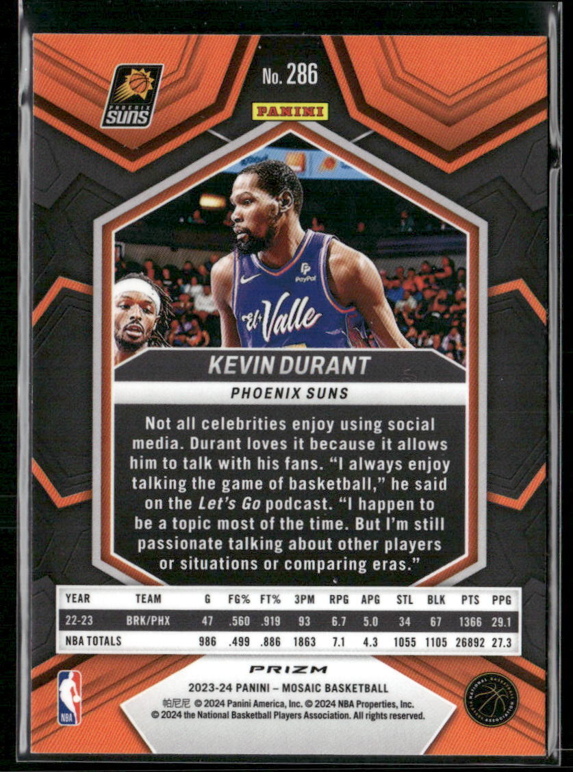 2023-24 Panini Mosaic #286 Kevin Durant Red