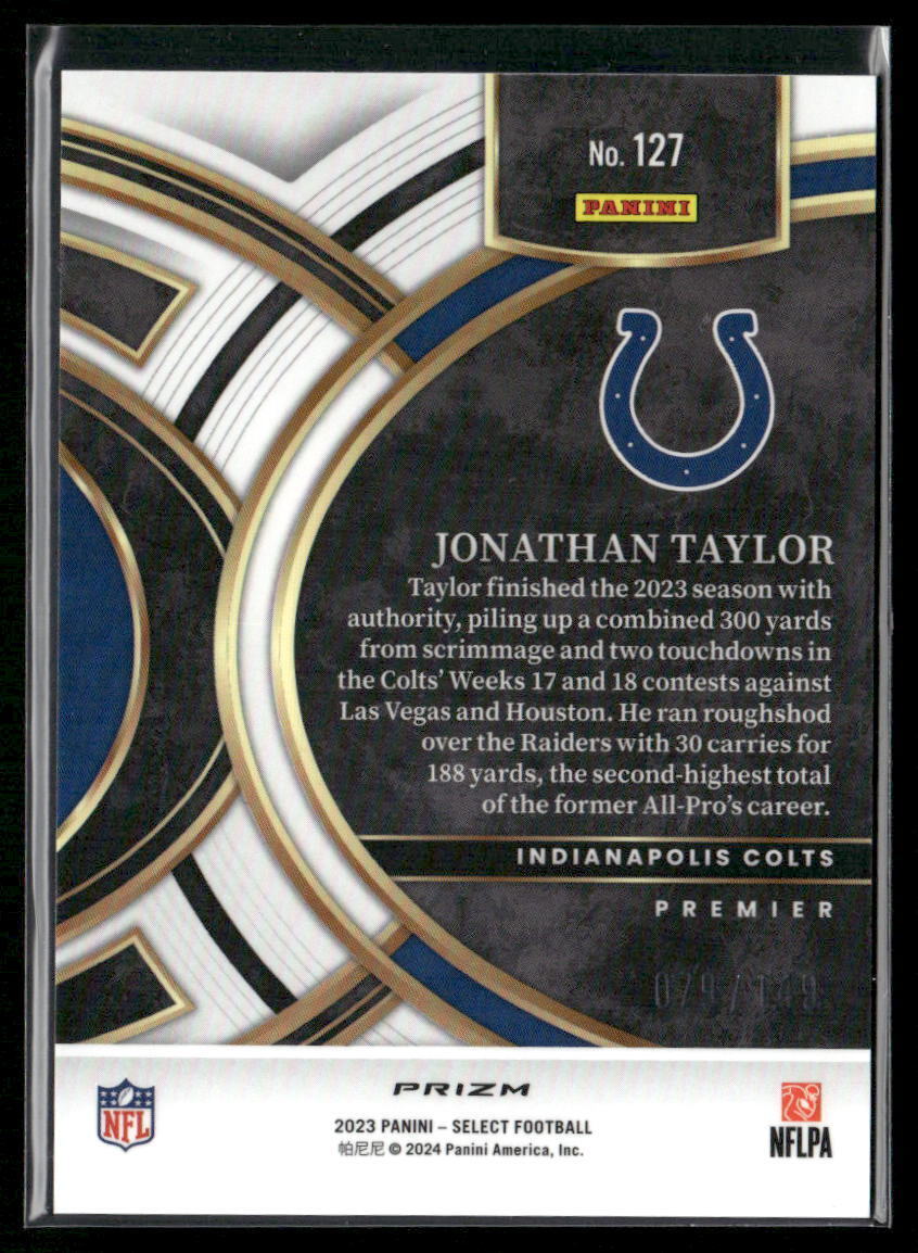 2023 Panini Select #127 Jonathan Taylor Blue Prizms #/149