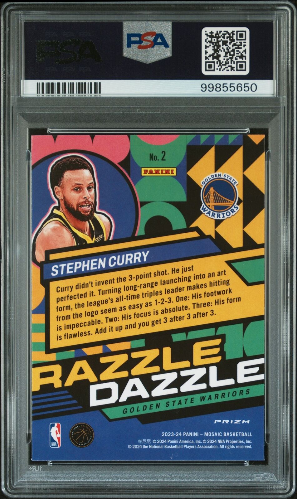 2023 Panini Mosaic Razzle Dazzle #2 Stephen Curry PSA 10