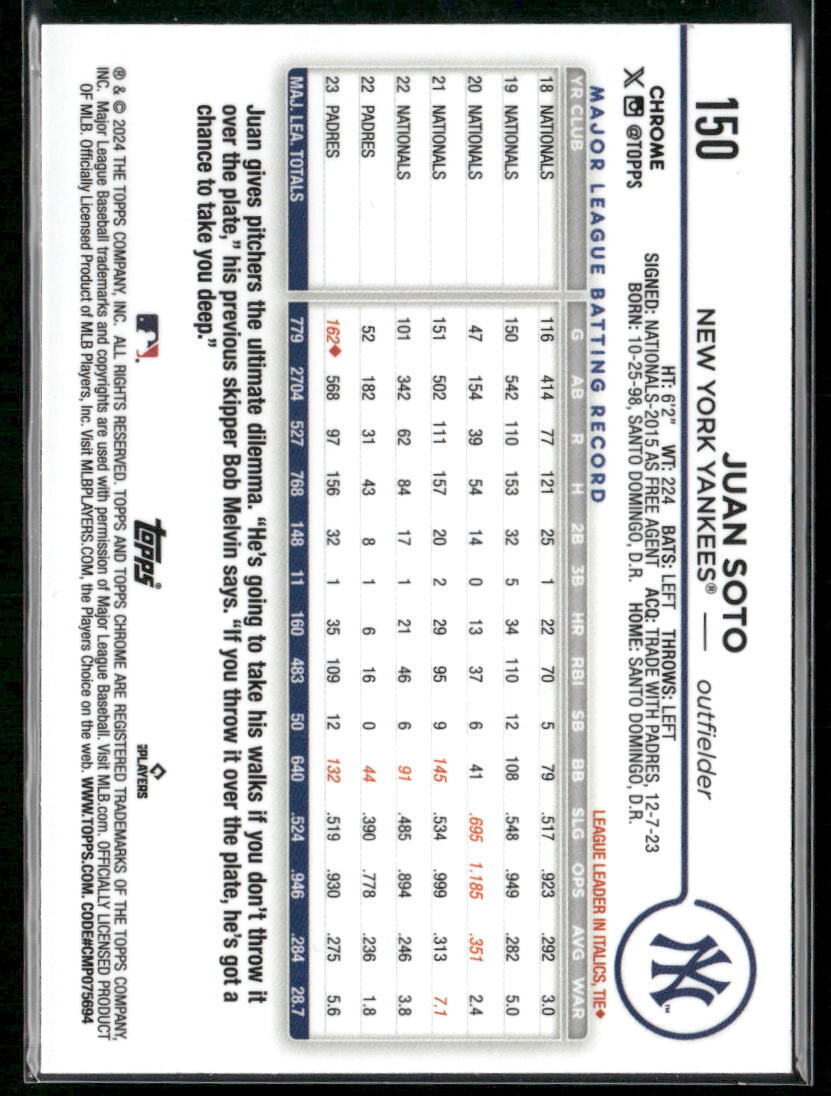 2024 Topps Chrome #150 Juan Soto Sepia Refractors