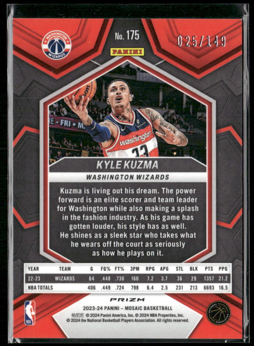 2023-24 Panini Mosaic #175 Kyle Kuzma Pink #/149