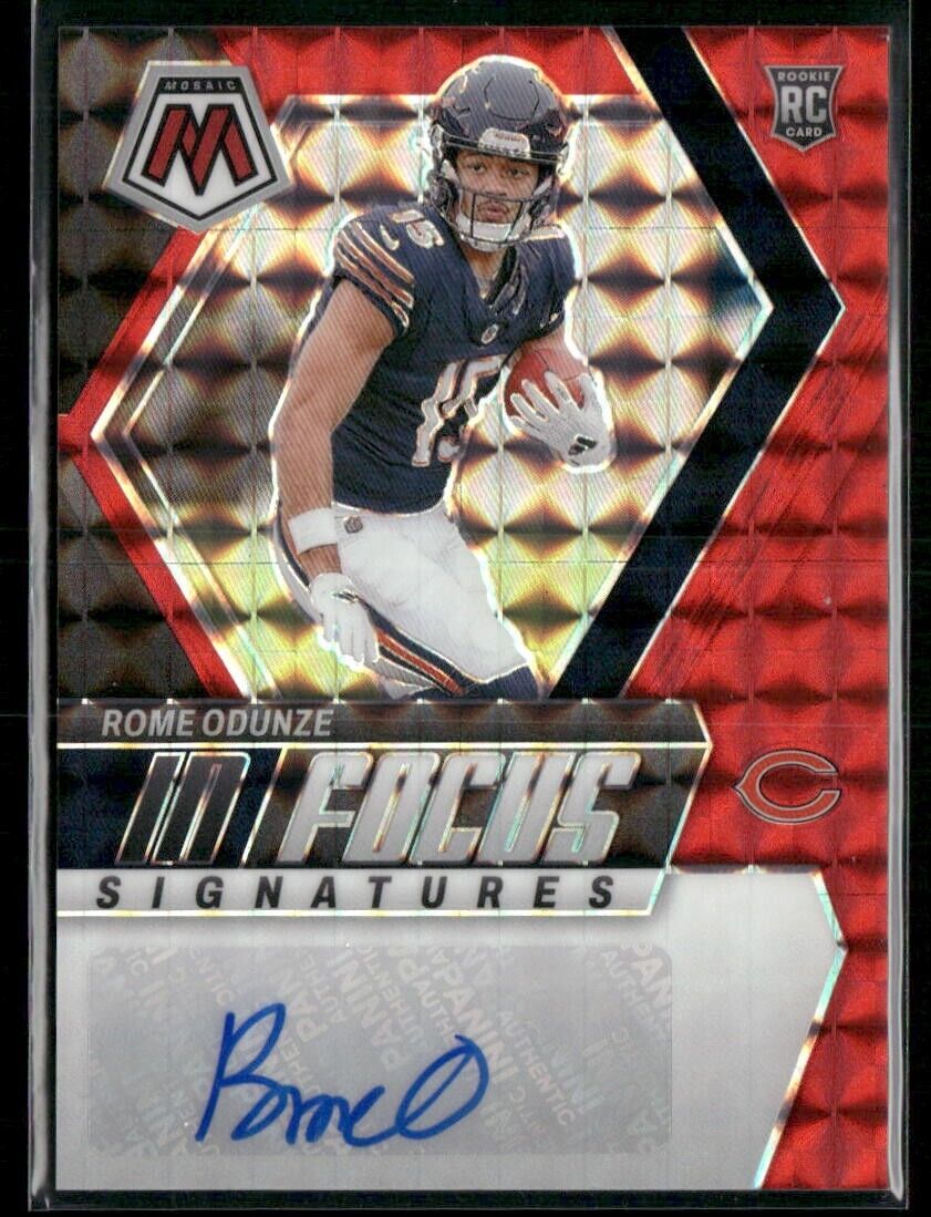 ROME ODUNZE 2024 Panini Mosaic Football Red In Focus Auto RC /199 Chicago Bears