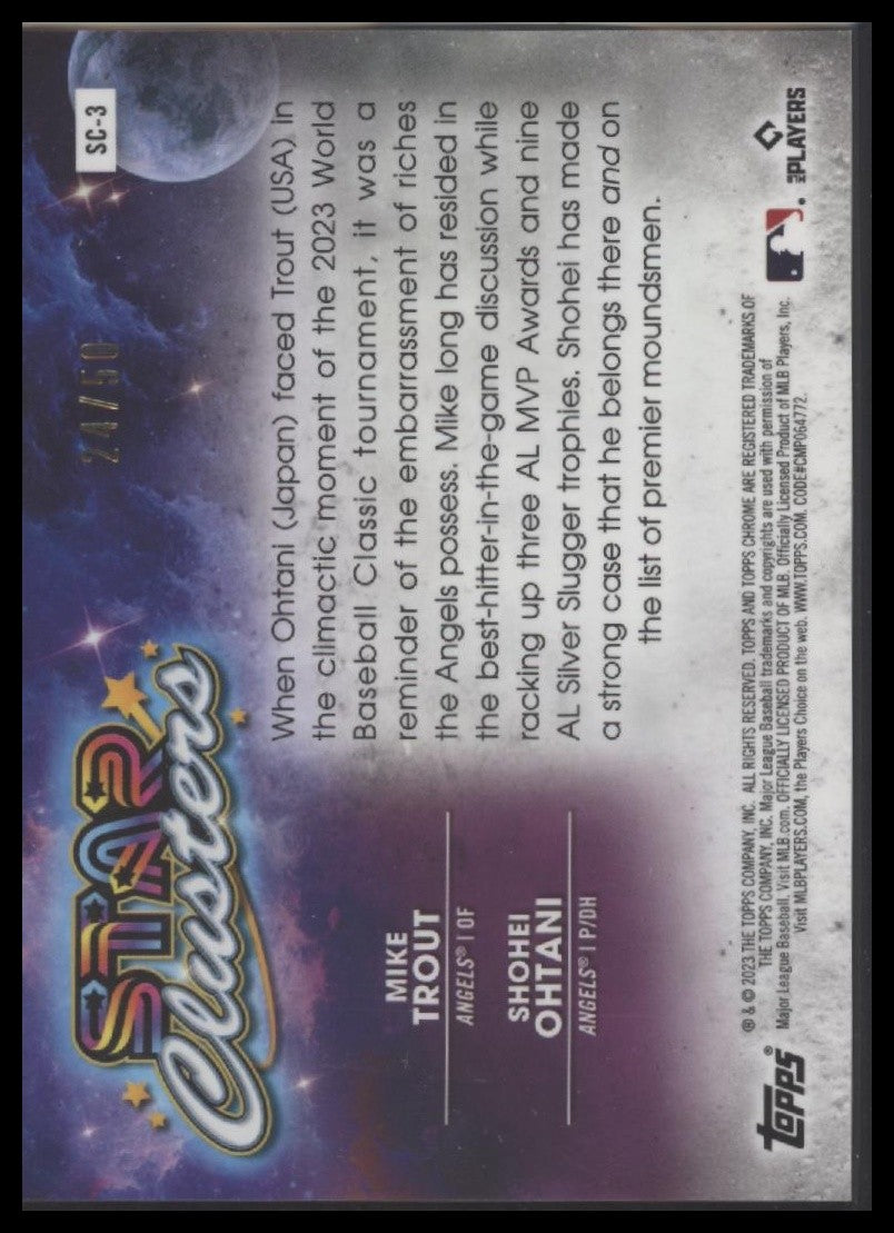 Shohei Ohtani / Mike Trout 2023 Star Clusters Gold Interstellar Refractor #/50