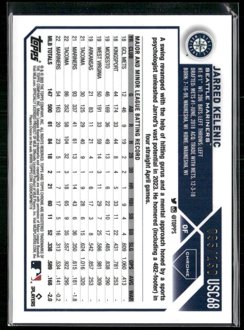 2023 Topps Chrome Update #USC68 Jarred Kelenic Blue #/150